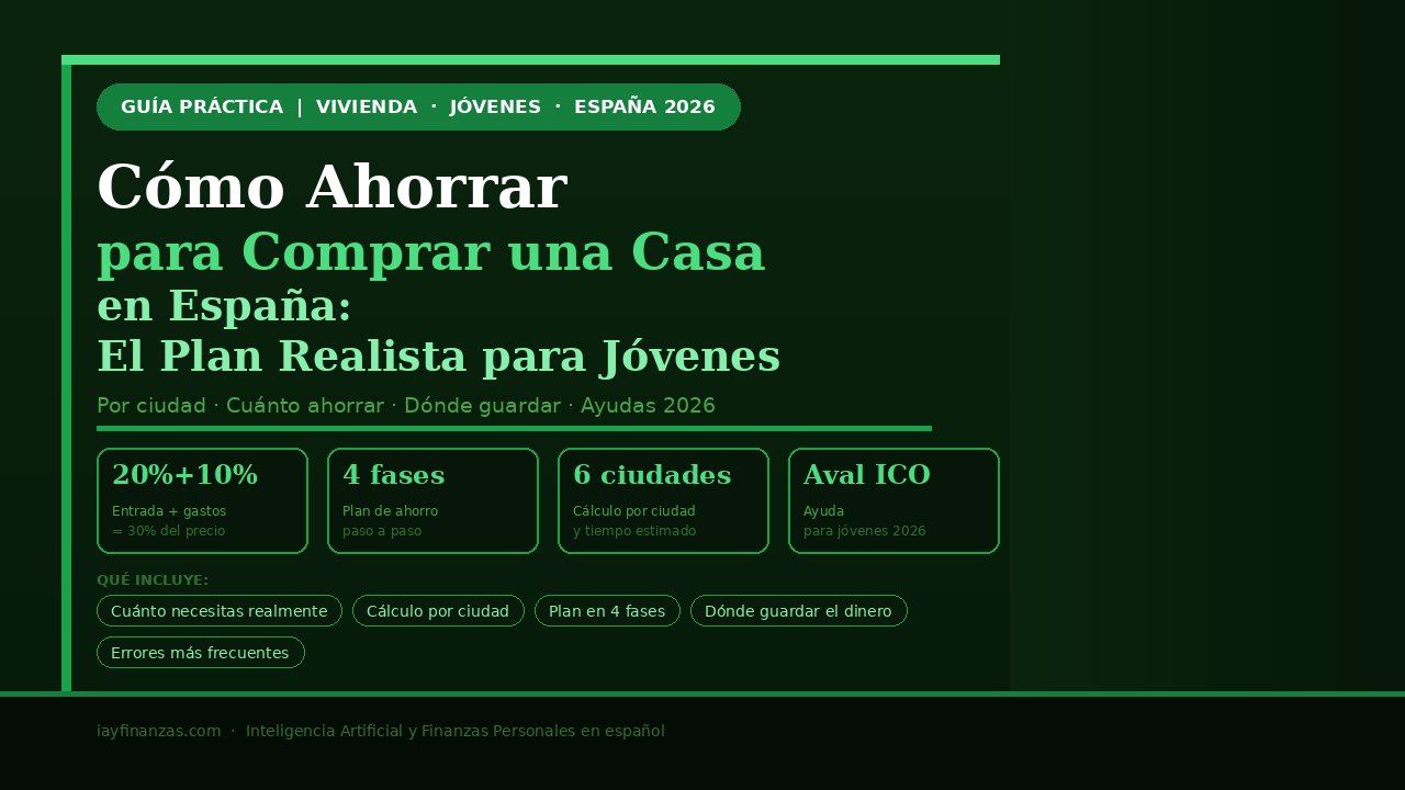 Ahorrar para comprar casa España 2026 plan jóvenes entrada piso ayudas ICO