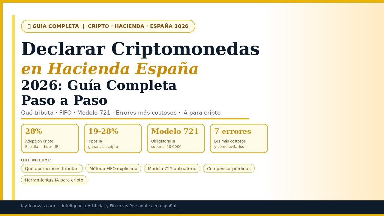 Declarar criptomonedas Hacienda España 2026 guía IRPF FIFO Modelo 721