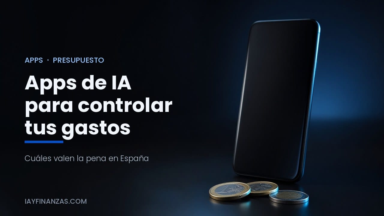 Móvil y monedas de euro que ilustran las apps de inteligencia artificial para controlar los gastos