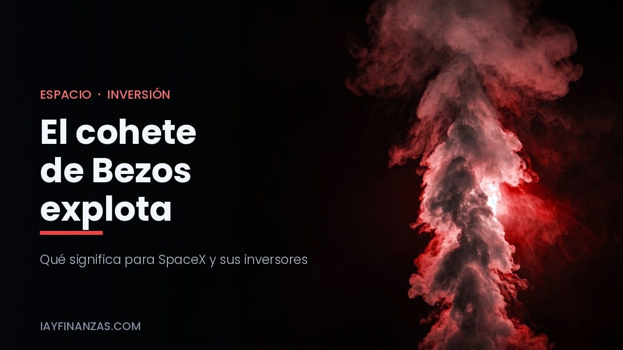 Columna de humo iluminada en rojo tras la explosión del cohete de Blue Origin