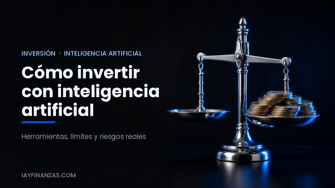 Balanza con monedas que ilustra cómo invertir con inteligencia artificial