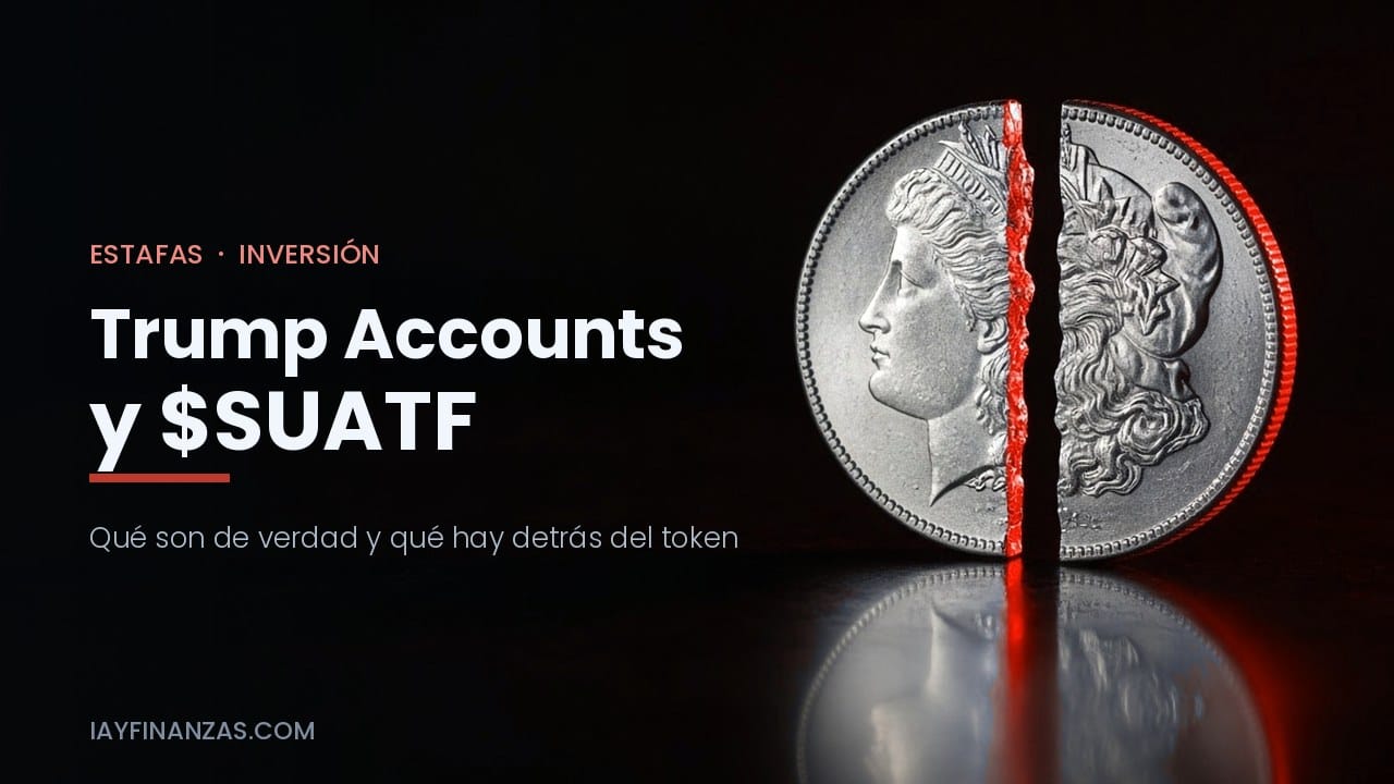 Moneda de plata partida por la mitad que ilustra las Trump Accounts y la estafa del token $SUATF