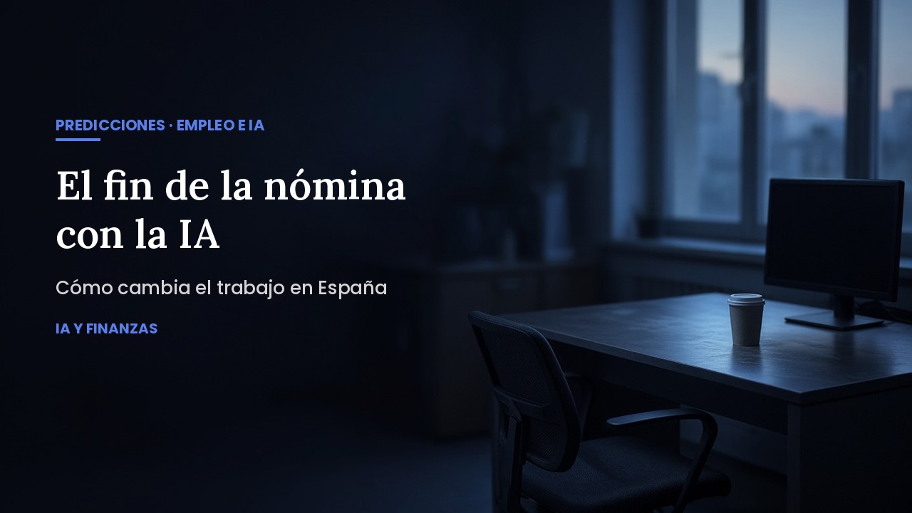 Oficina vacía al amanecer que ilustra el fin de la nómina con inteligencia artificial en España