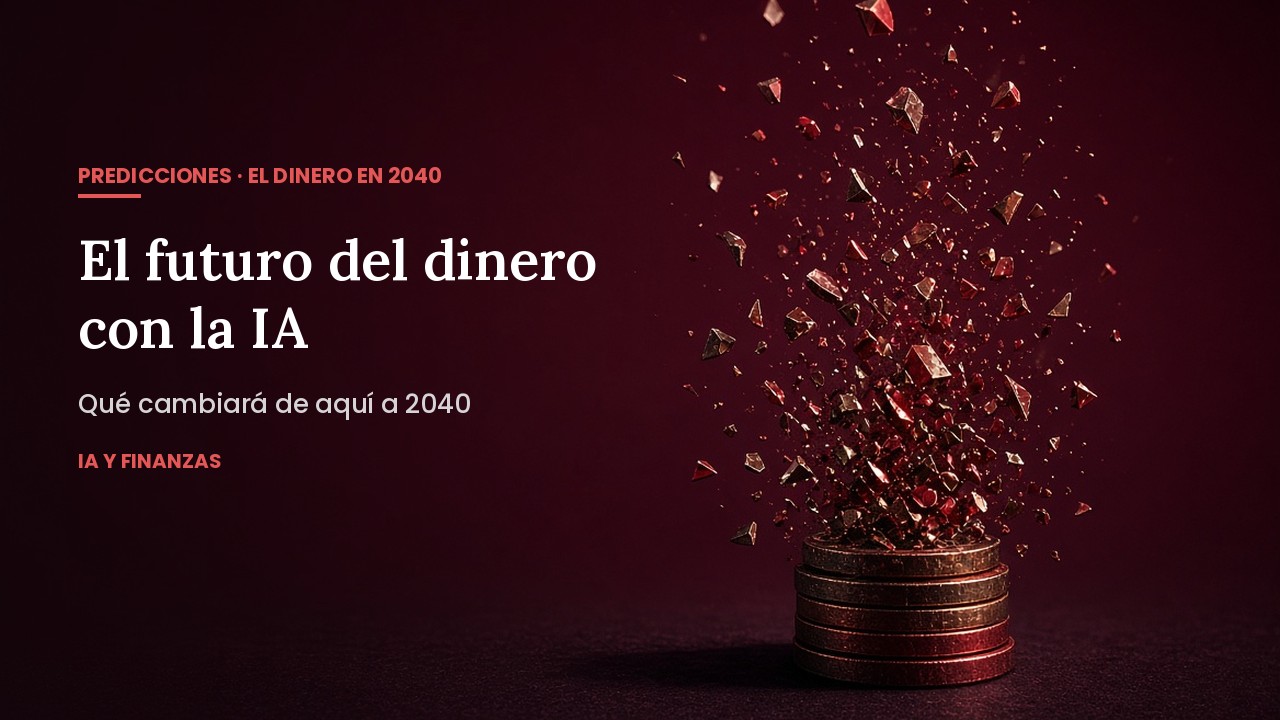 Pila de monedas desintegrándose que ilustra el futuro del dinero con inteligencia artificial