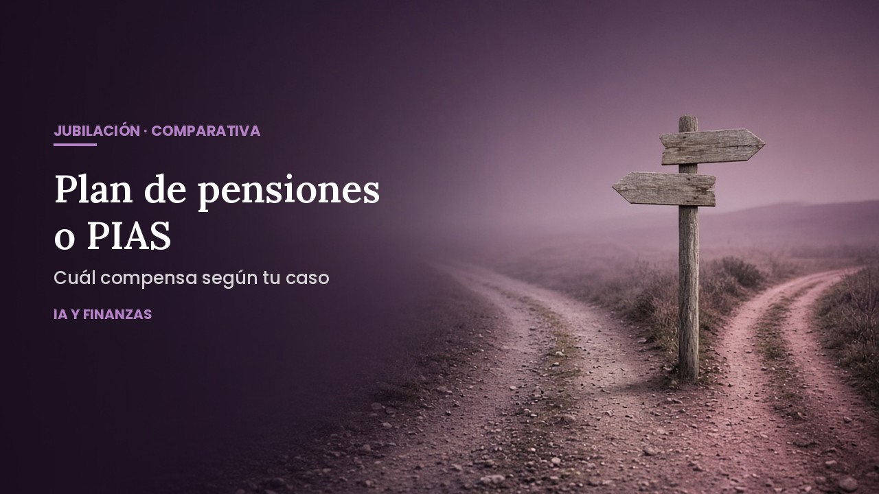 Camino que se bifurca en dos con una señal de madera sin texto entre la niebla: plan de pensiones o PIAS, cuál compensa.