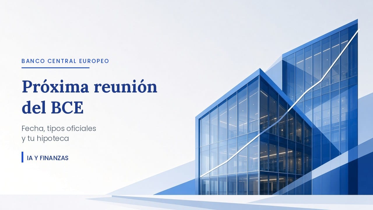 Sede del Banco Central Europeo con una curva ascendente de tipos de interés, ilustración sobre la próxima reunión del BCE y su efecto en las hipotecas